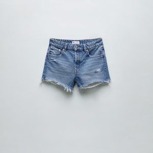 𝗡𝗪𝗧 𝗭𝗮𝗿𝗮 • Frayed Mid-Rise Denim Shorts